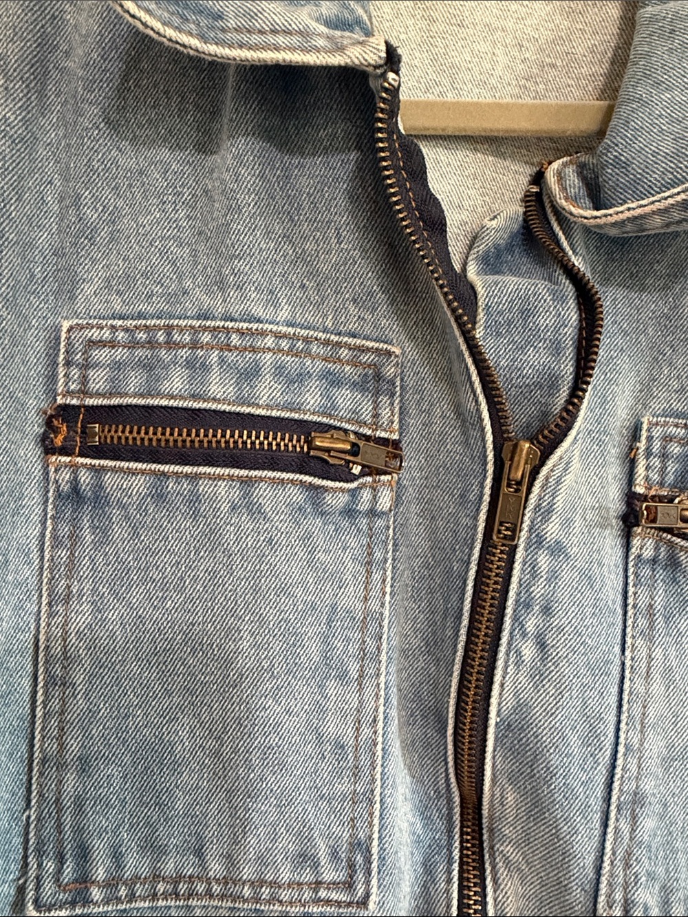 Nasty Gal Light Blue Denim Short-Sleeve Zip Jumpsuit - Picture 3 of 5